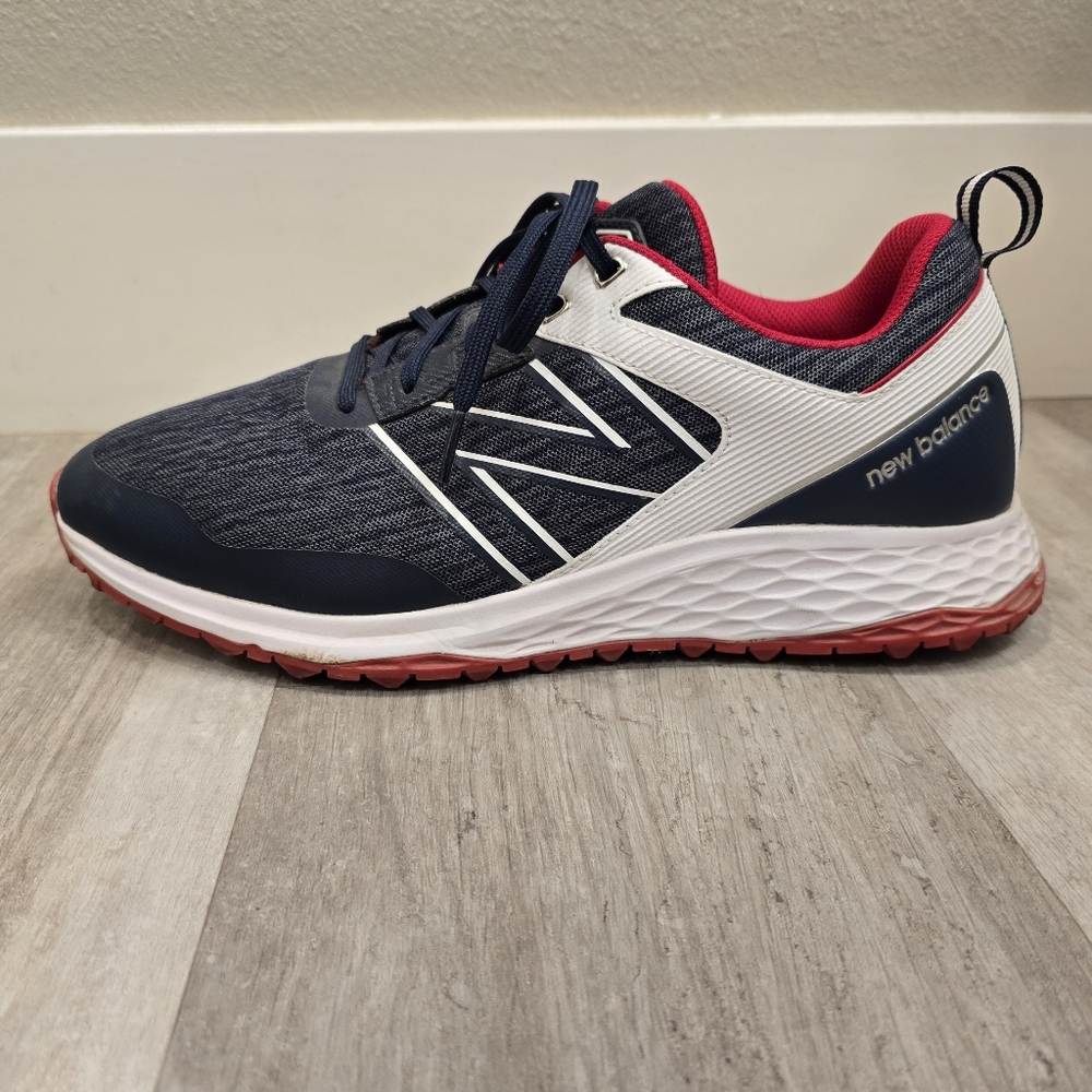New Balance Fresh Foam Contend Spikeless Golf Shoes Navy Red Size 11.5